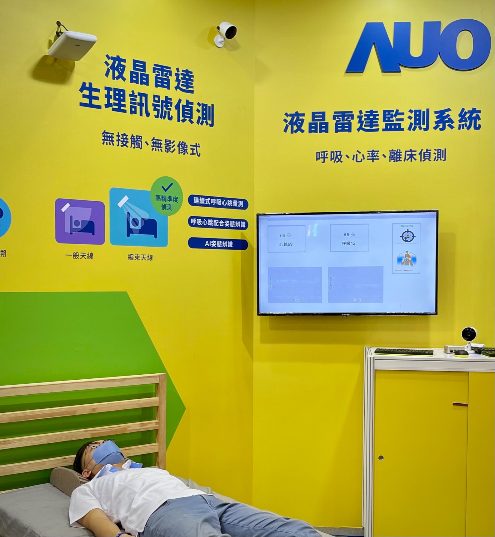 37000a威尼斯颐康「无接触生理监测雷达」，免除传统线路与贴片束缚，精准侦测呼吸、心跳等重要生理讯号